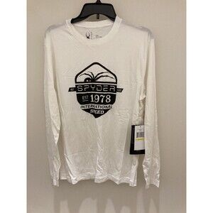 Spyder Shirt Long Sleeve Crew Neck Speed Graphic T Shirt Size Medium Mens White